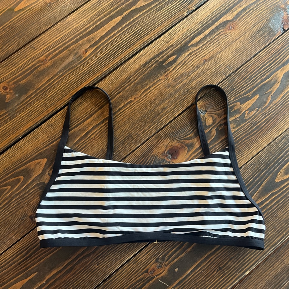 LSpace Black and White Striped Bikini top
